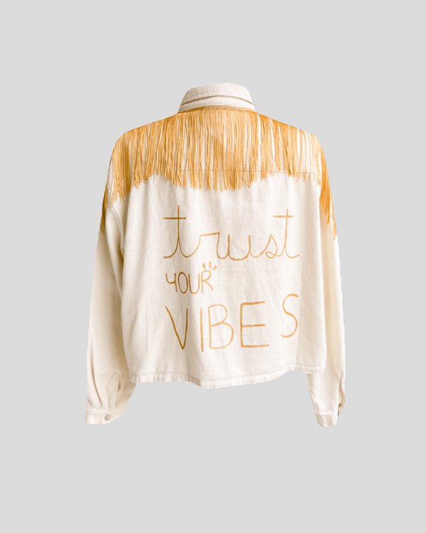 “Trust your vibes” denim jacket